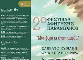 2o φεστιβάλ αφήγησης παιδικού παραμυθιού «Μια φορά κι έναν καιρό…» με γνωστούς παραμυθάδες, αλλά και με παιδιά που γράφουν παραμύθια φεστιβαλ παραμυθιου